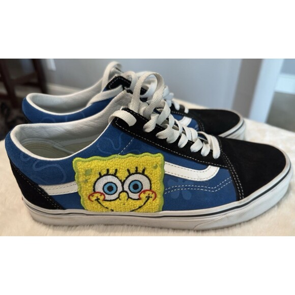 VANS X SPONGEBOB OLD SKOOL BLACK & BLUE SHOES SIZE US MEN 9.5 WOMEN 11 - Picture 1 of 5